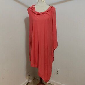 Cullen Coral Asymmetrical Knit Poncho OS